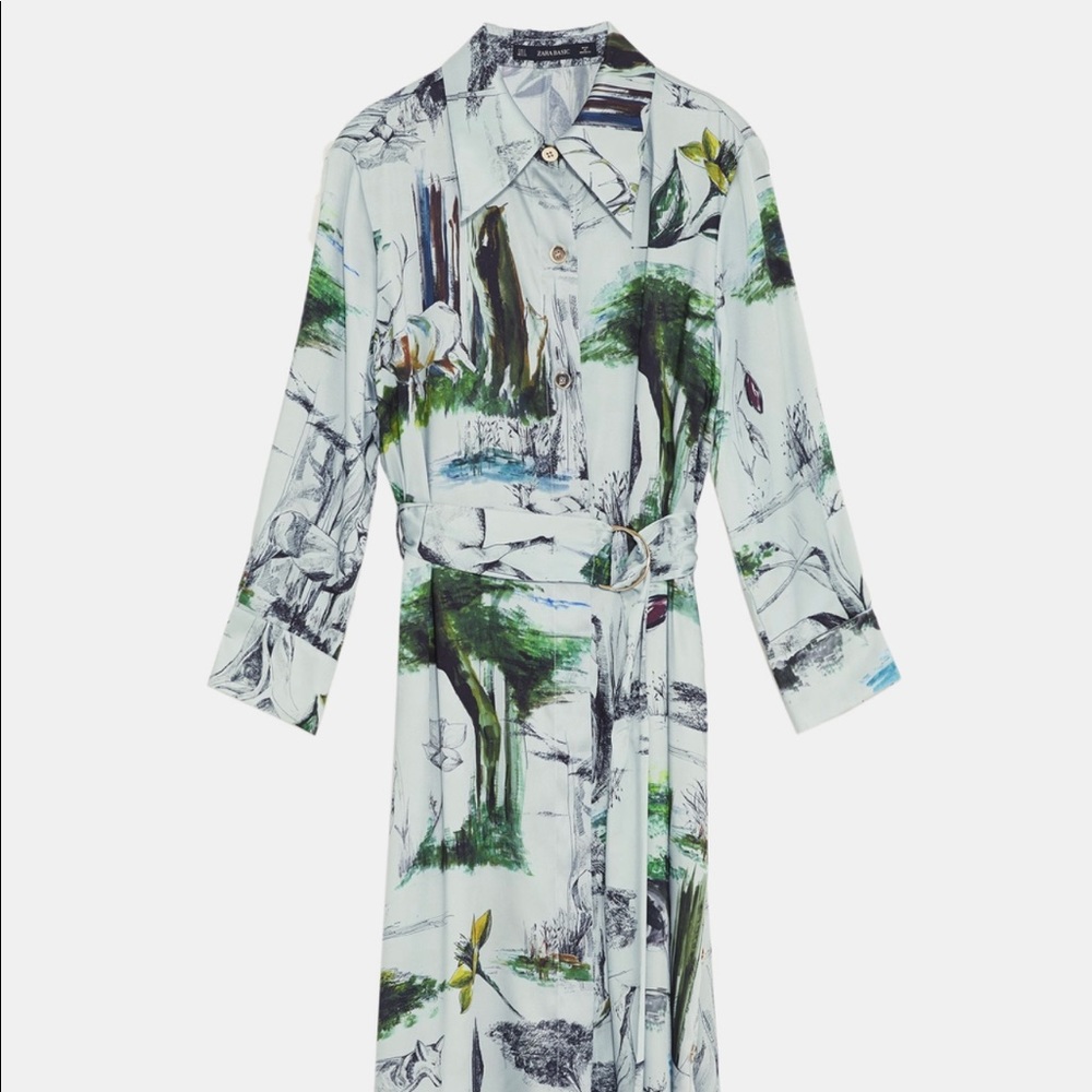 Zara pale blue printed dress